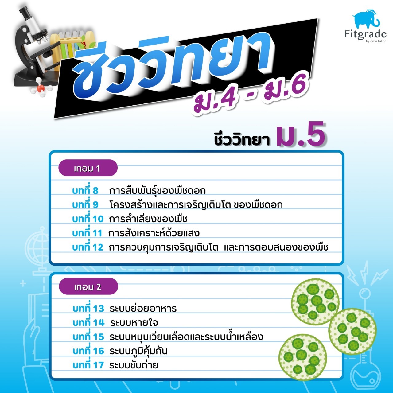 หลักสูตรเรียนพิเศษชีววิทยา ม.5 เชียงใหม่ FitGrade